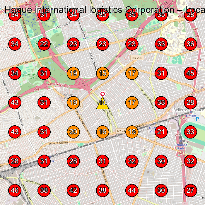 Haque international logistics Corporation GeoGrid visibility map for Freight Forwarding Service in Floral Park